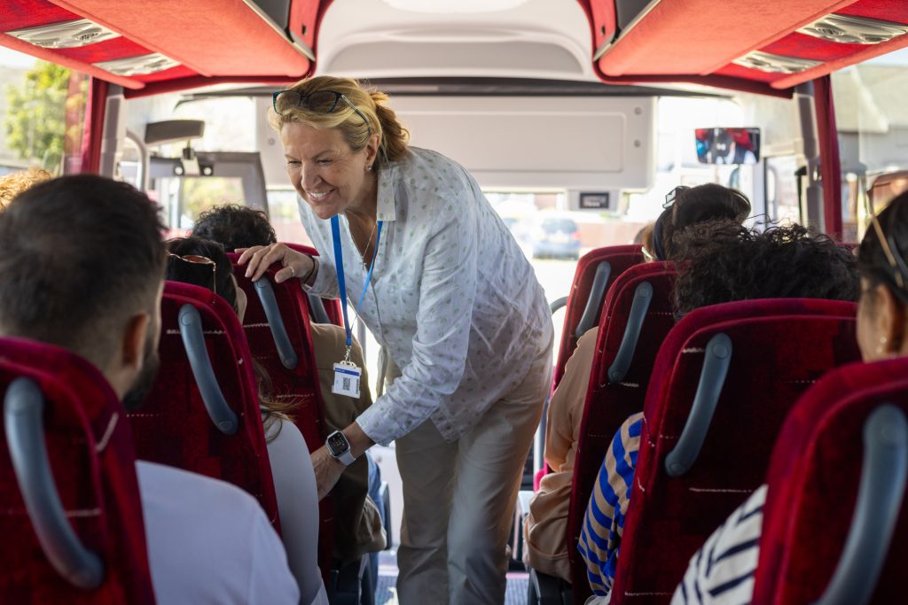 Tour guide on bus